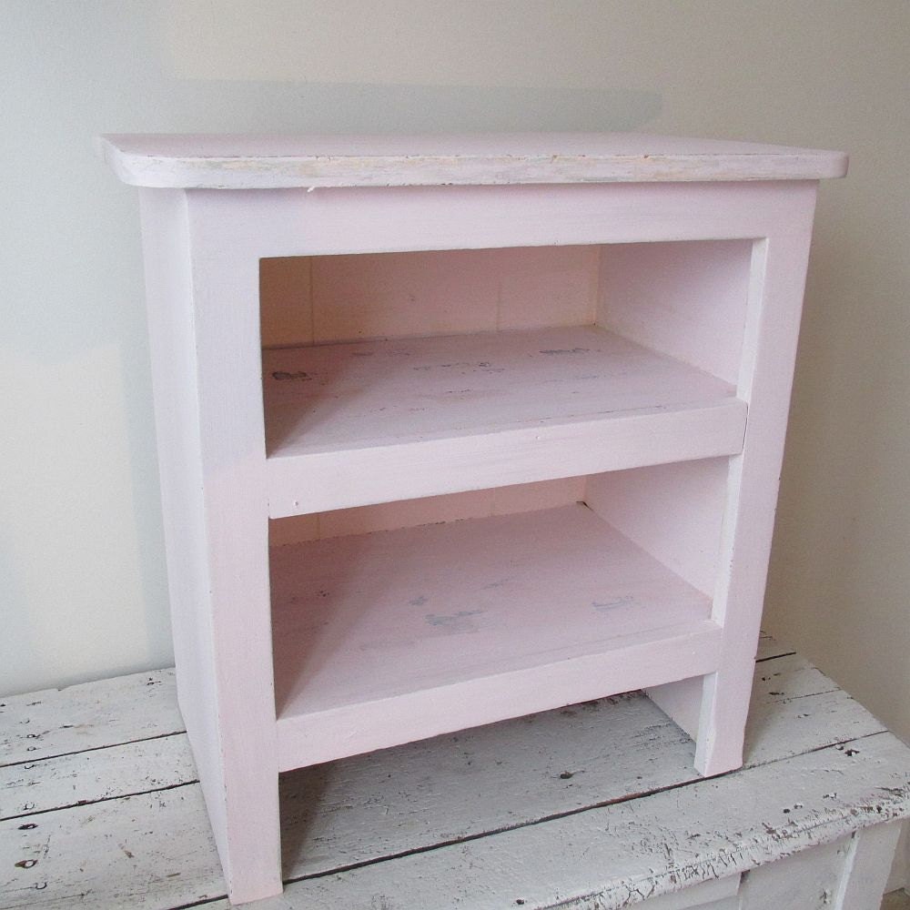 Pink wooden end table nightstand with shelves by AnitaSperoDesign