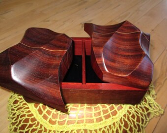 OOAK Handcrated Jewelry stash Box, handcrafted signed original. ooak, handcrafted wood box, china galore, like new