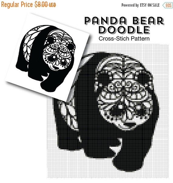 On Sale Panda Bear Cross Stitch Pattern by DoodleButton on ...