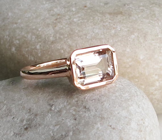 morganite rectangle engagement ring