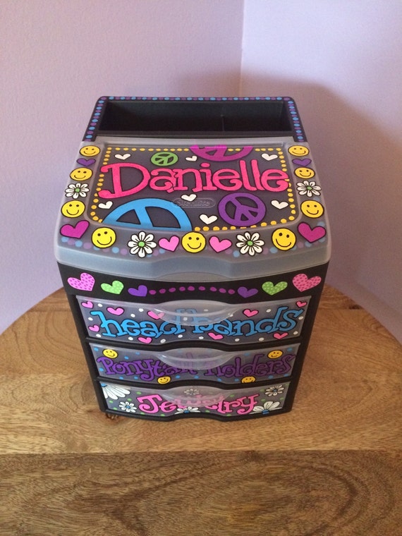 Personalized Hair Accessories Organizer 3 Drawers and