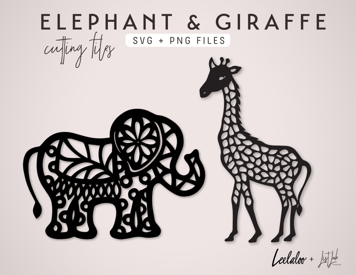 Download Elephant and Giraffe Cutting Files 2 Designs by JIDesignStudio