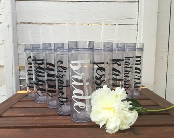 Personalized Tall Bridesmaid Tumblers, Bachelorette Cups, Bridesmaid Cups, Bride Tribe, Team Bride, Bachelorette, Personalized Water Bottle