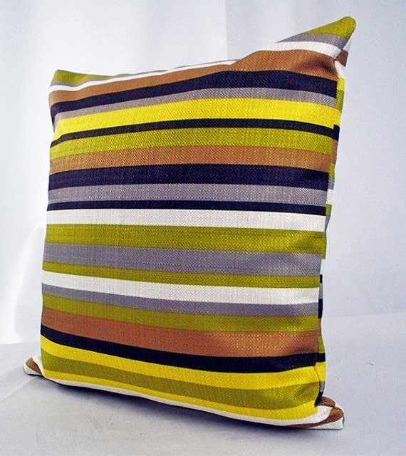 Colorful pillows striped White brown yellow grey green black