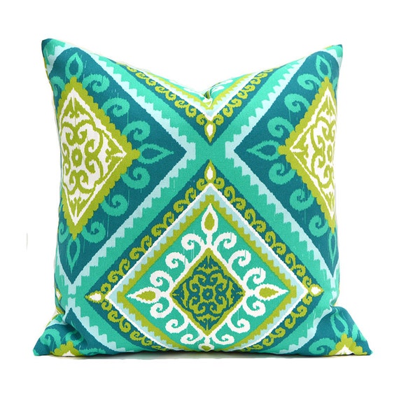 Outdoor Spanish Tile Peacock Pillow Cover