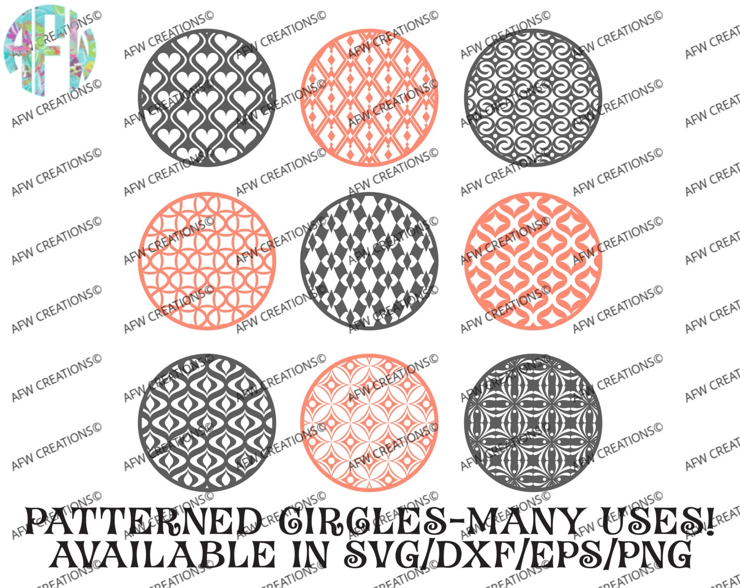 Download Digital Cut Files Pattern Circles Bundle 2 SVG DXF EPS