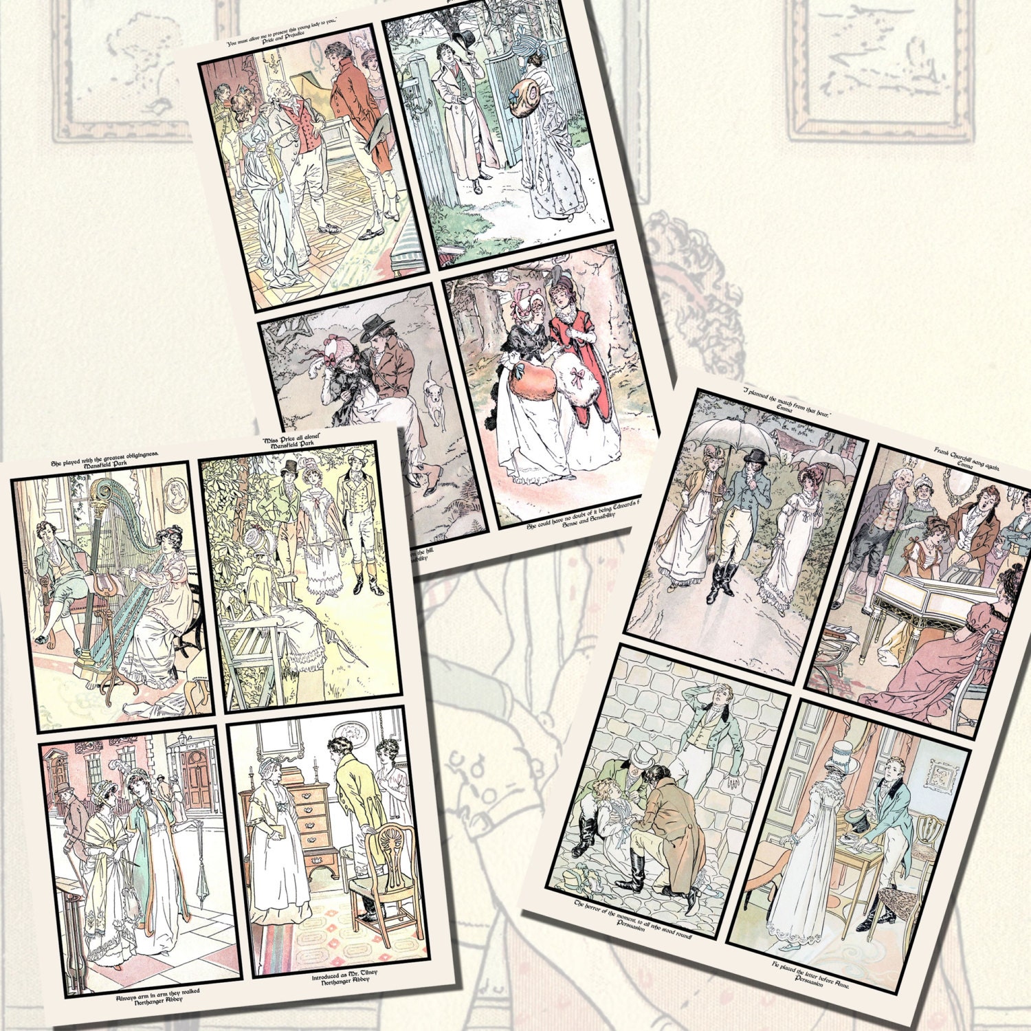 Jane Austen's Printables POSTCARD SIZE 3.5 x 5 by imagesbythebook