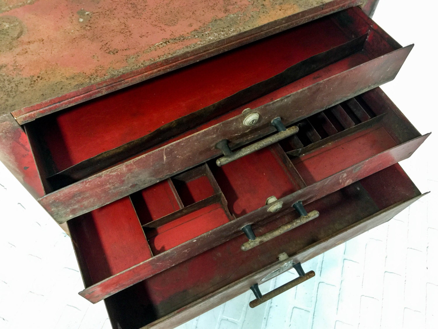 1940s Blackhawk Master Mechanic Wrench Chest Tool Box with 3