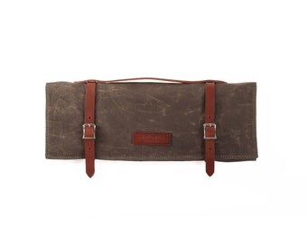 Knife Roll - Waxed Canvas - Dark Oak
