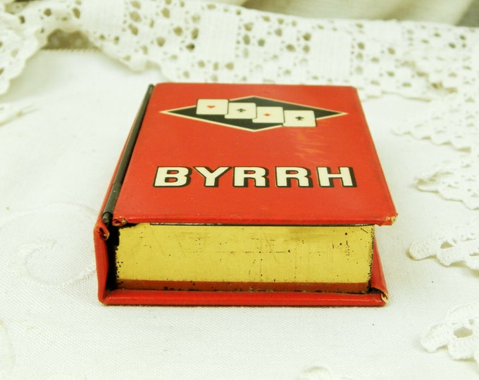 Vintage Promotional Metal Playing Card Tin by French Aperitif Drinks Company Byrrh, Advertising Red Box for Pack of Cards from France