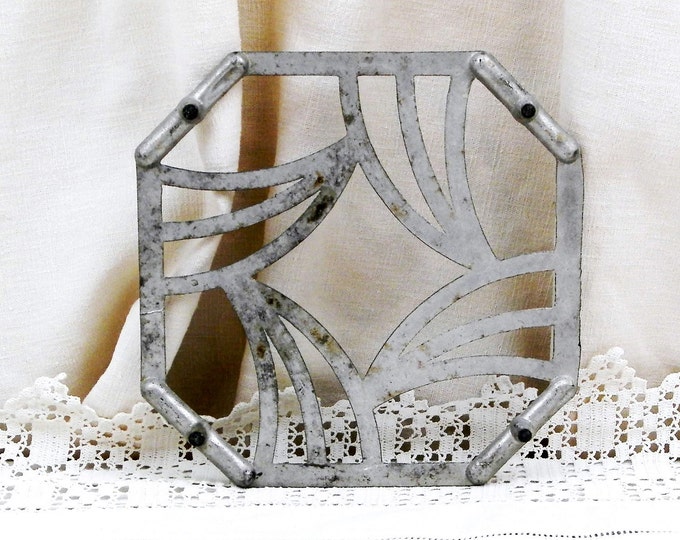 Vintage Square White Metal Antique French Trivet / Hot Plate / Heat Mat / Cottage Kitchenware / French Country Decor / Kitchenalia