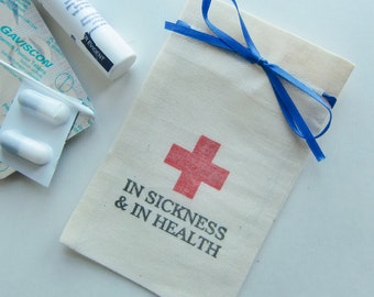 Wedding Favor Bags-In Sickness & In Health-Wedding Favors Ideas-5x3-Cotton Muslin Bags-Wedding Favors-Wedding-Fun Favors-Wedding Reception