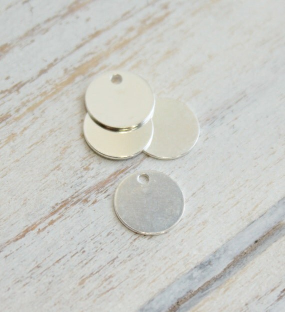 Sterling Silver Round Stamping Blanks FOUR by HappyBirdSupplies