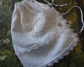 Victorian Look Ditty Bag Jewelry Pouch Potpourri Bag Upcycled Repurposed Vintage Shabby Boho Bag Pouch - Atlantic Rock Threads