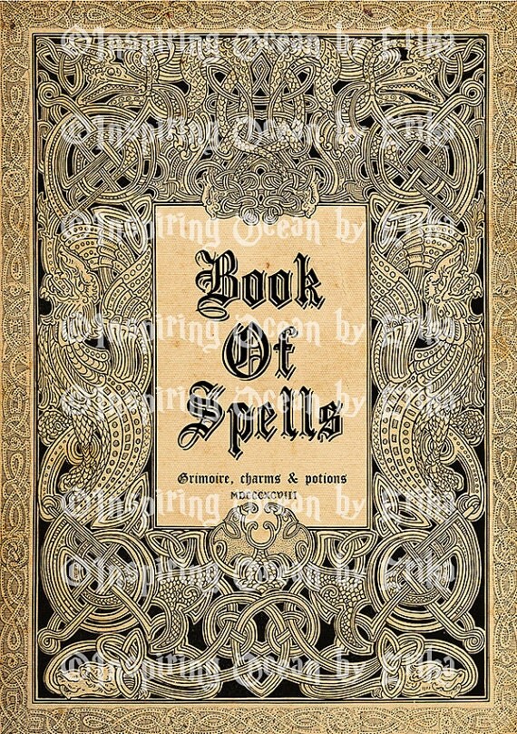 Book of spells digital book cover printable