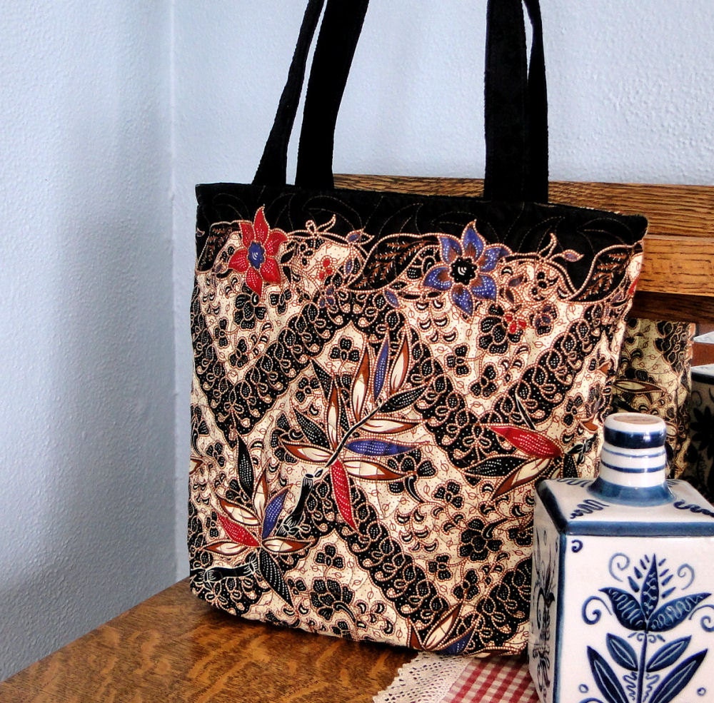 Quilted Tote Batik Tote Cream/black Batik Indonesian Batik
