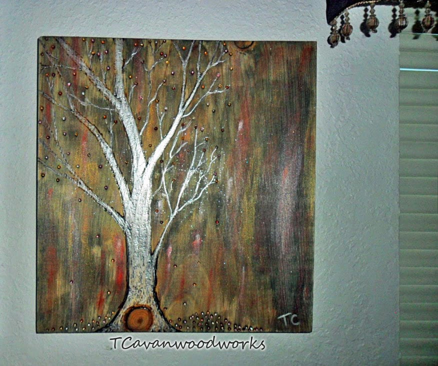 tree painting wood burning tree wall art by Tcavanwoodworks