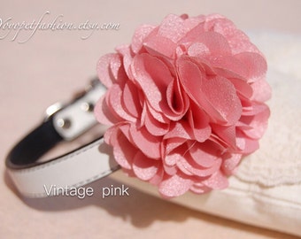 Cute vintage pink flower dog collar,wedding dog collar.Birthday party dog collar.dog wedding collar.pet fahsion, Birthday gift for dog