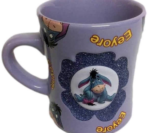 Disney Theme Parks Winnie the Pooh Eeyore Purple 3D Coffee Mug Oversized Large
