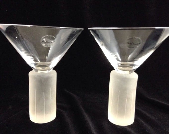 Artland Martini Glasses, New Age Bar Ware With Frosted Pillar Base, Crystal Cocktail Glasses