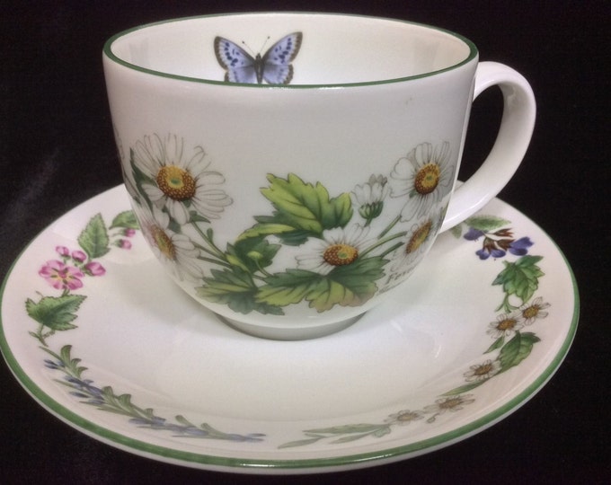 Large Vintage Royal Worcester Herbs Cup & Saucer Set, Botanical Florals, Wild Thyme, Gift For Her