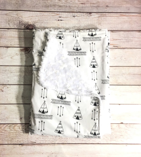 Gender Neutral Baby Blanket Teepee Arrow Tribal Baby by BizyBelle