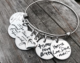 Custom Handwriting Bracelet - Handwriting Jewelry -Bracelet bangle - Memorial - Signature Jewelry - Signature Bracelet - Personalized Engrav