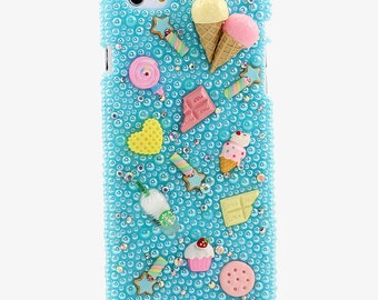 iphone 6/6s Plus SE 5/5s 5C 4/4s Samsung Galaxy S3 S4 S5 S6 S7 E7 Note Edge / Handcrafted 3D Case Cover Cute Sweets Treats blue pearl_831