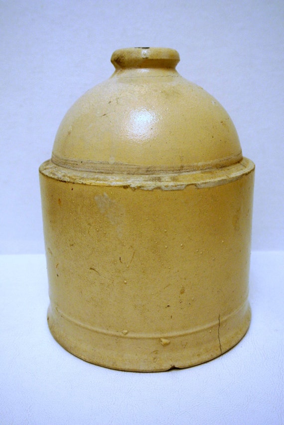 Antique Early 1900s Glazed Stoneware Crock Chicken Waterer