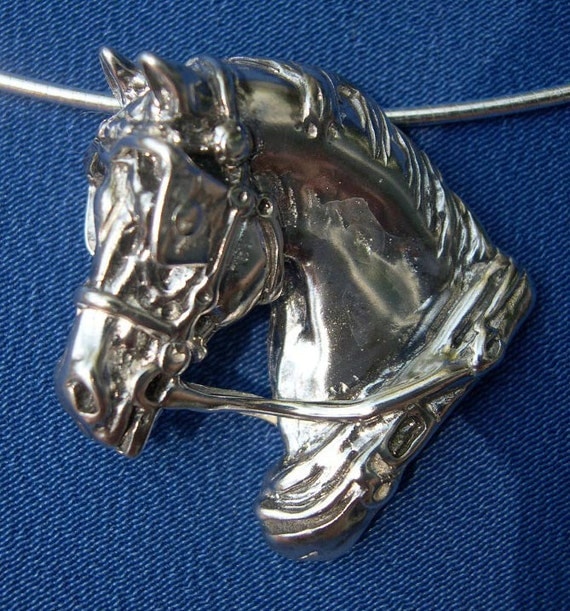 Driving horse harness pendant STERLING SILVER pendant and