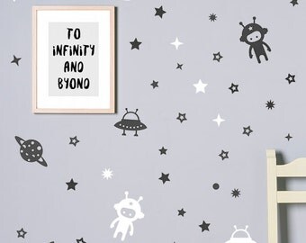 Space Wall Decal / Planets Wall Decals / Boys wall decal / Outer Space / Decal for Nursery / Space Wall Stickers / Stars decal / Astronaut