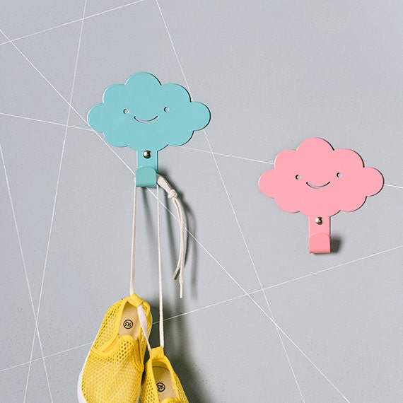 Kids Bedroom Hooks two cute smily clouds children's wall hooks / rainy Kids Bedroom Hooks two cute smily clouds children's wall hooks / rainy