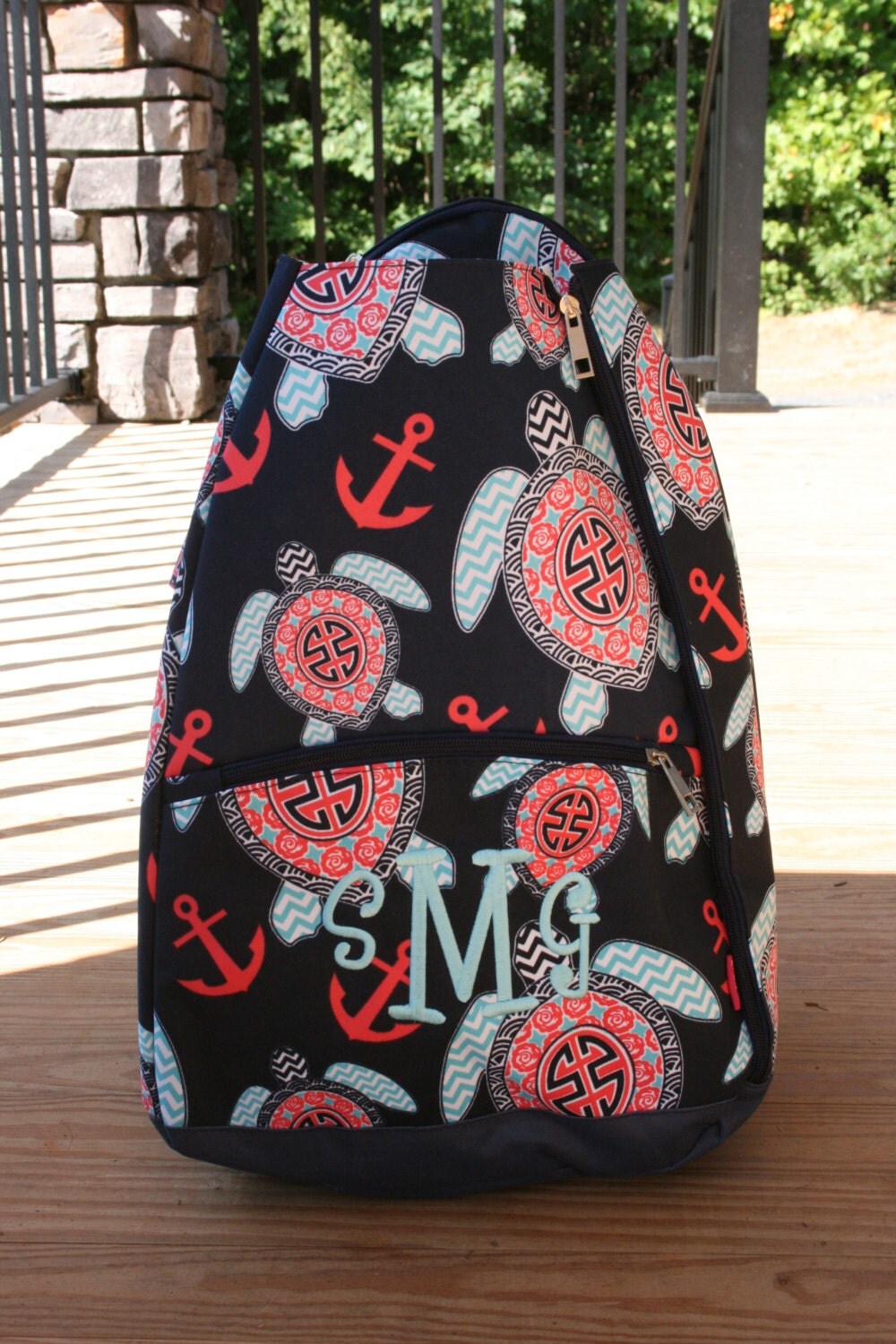 Girls Monogrammed Tennis Racket Bag Sea Turtles Ladies