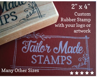 Custom Logo Stamp, Rubber Stamp, Packaging Rubber Stamp, Business Stamp, 2" x 4" Wood Mounted