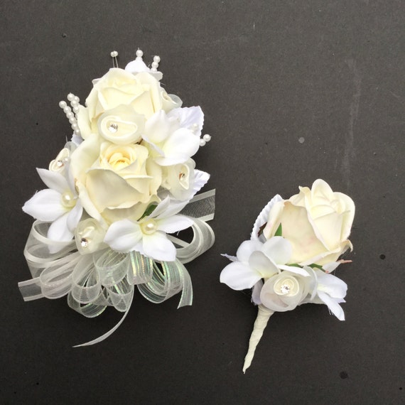 Bridal Shower Corsage and Boutonniere Set / Bridal Shower