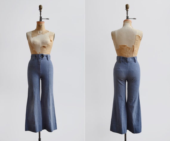 Roadside Flares / 1970s cropped jeans / vintage flared high