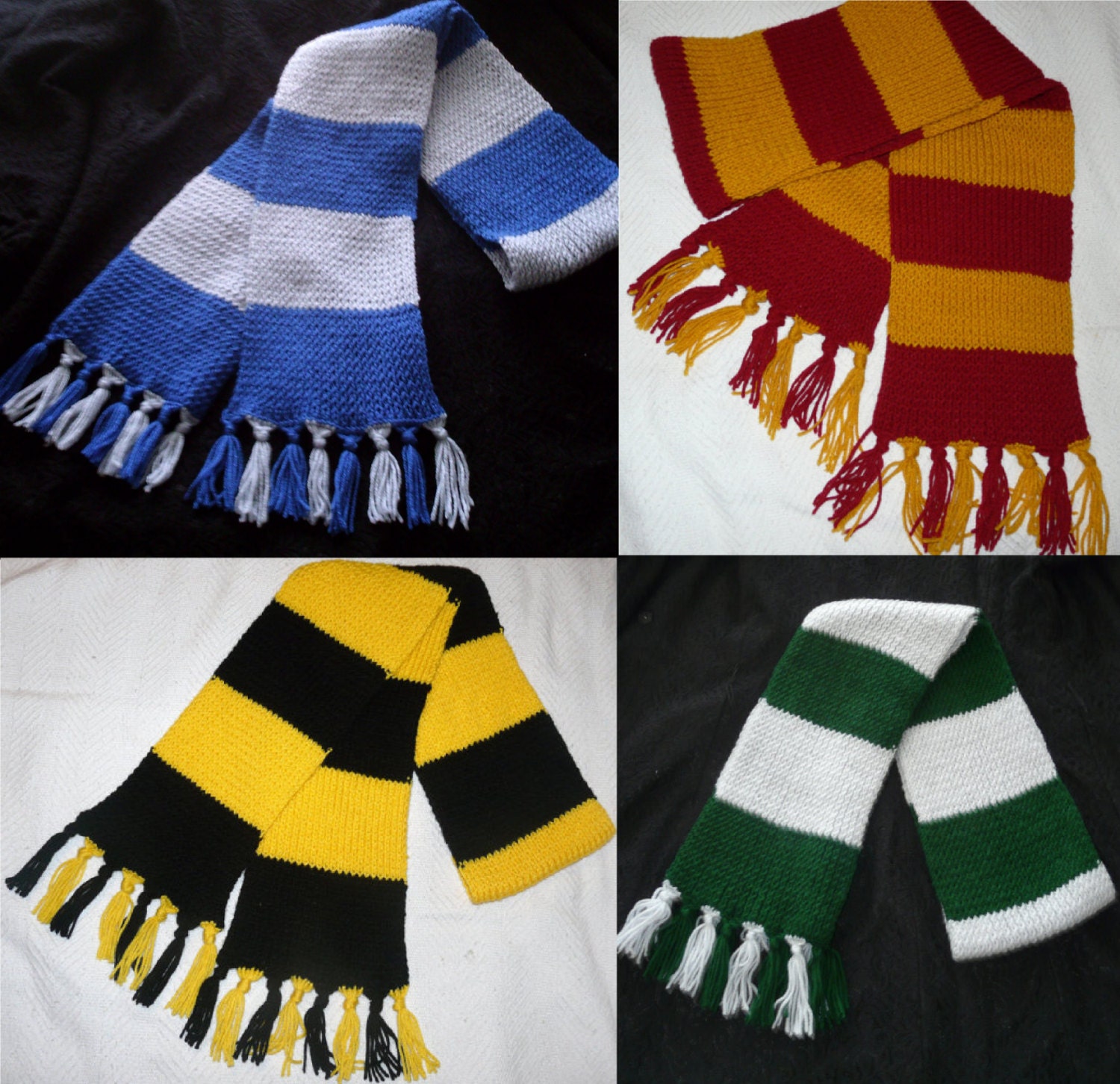 Harry Potter knit scarf with tassels Gryffindor Hufflepuff