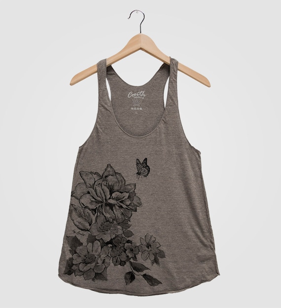 FLORAL Print Tank Top American Apparel Triblend by Couthclothing