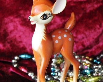 Adorable Vintage Reindeer Hard Plastic Christmas Deer Figurine