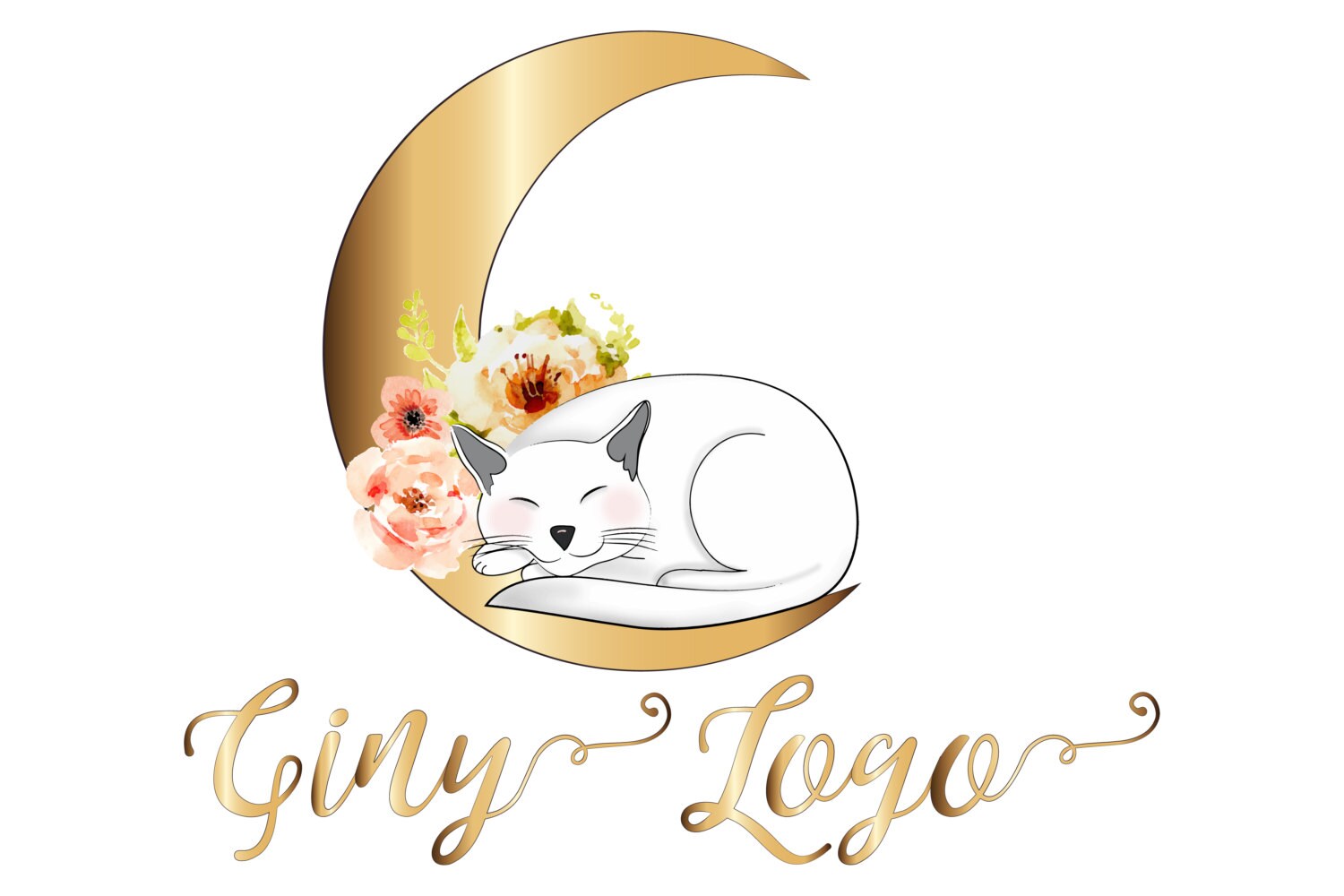 Custom Logo design cat kitty logo designmoon and cat Logo