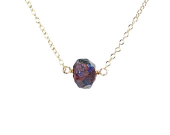 Garnet necklace - january birthstone necklace - healing crystal necklace - a raw garnet nugget wire wrapped onto a 14k gold vermeil chain