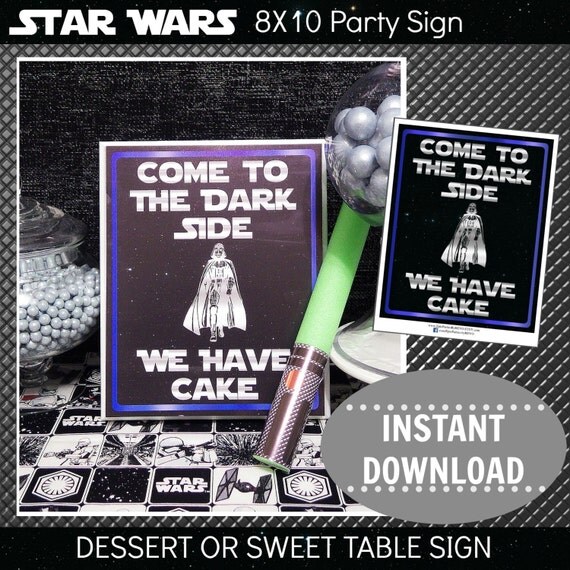 Star Wars Printable 8X10 Party Sign Silver &amp; Blue