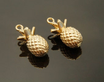 MARKDOWN, Pineapple charm, M7-G1, 2 pcs, 16x8mm, Matte gold plated brass, Pineapple pendant