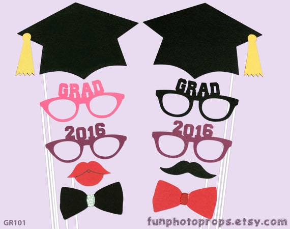 Items similar to Graduation Photo Booth Props - 10 Piece Photo Booth ...