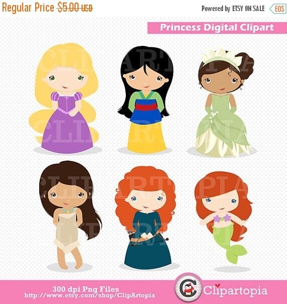 50% OFF SALE Princess Digital Clipart / Little Princess Clip Art / Princess Clipart For Personal and Commercial Use/ INSTANT Download Il_570xn
