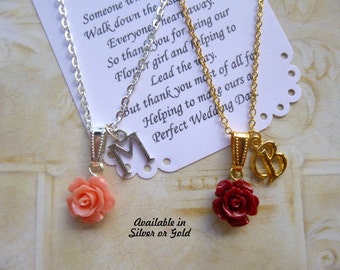 Personalized Flower Girl Necklace, Personalized Bridesmaid Necklace, Personalized Bridesmaid Jewelry, Personalized Flower Girl Jewelry