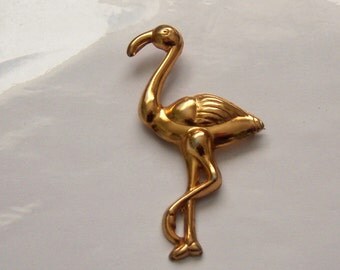 Large Antique Flamingo Brooch. Antique Stork Brooch. Bird Brooch With A Wide C Clasp.