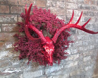 Red Christmas Deer Chrome 7 Point Deer Head