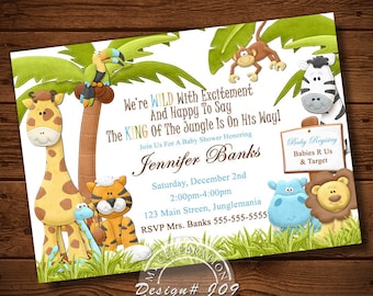 jungle baby shower | etsy jungle baby shower | etsy, Baby shower invitations