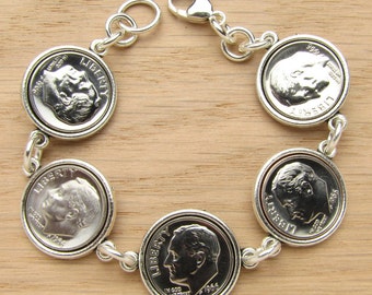 1965-2016 US Dime Tibetan Style Bracelet - Birthday or Anniversary Gift Coin Jewelry